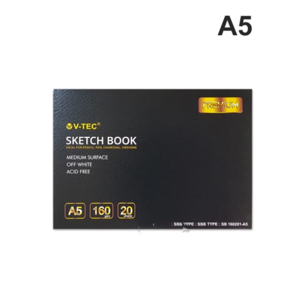 

V-TEC SKETCHBOOK A5 SKET BOOK A5 20 LEMBAR (160GSM) MEDIUM SURFACE