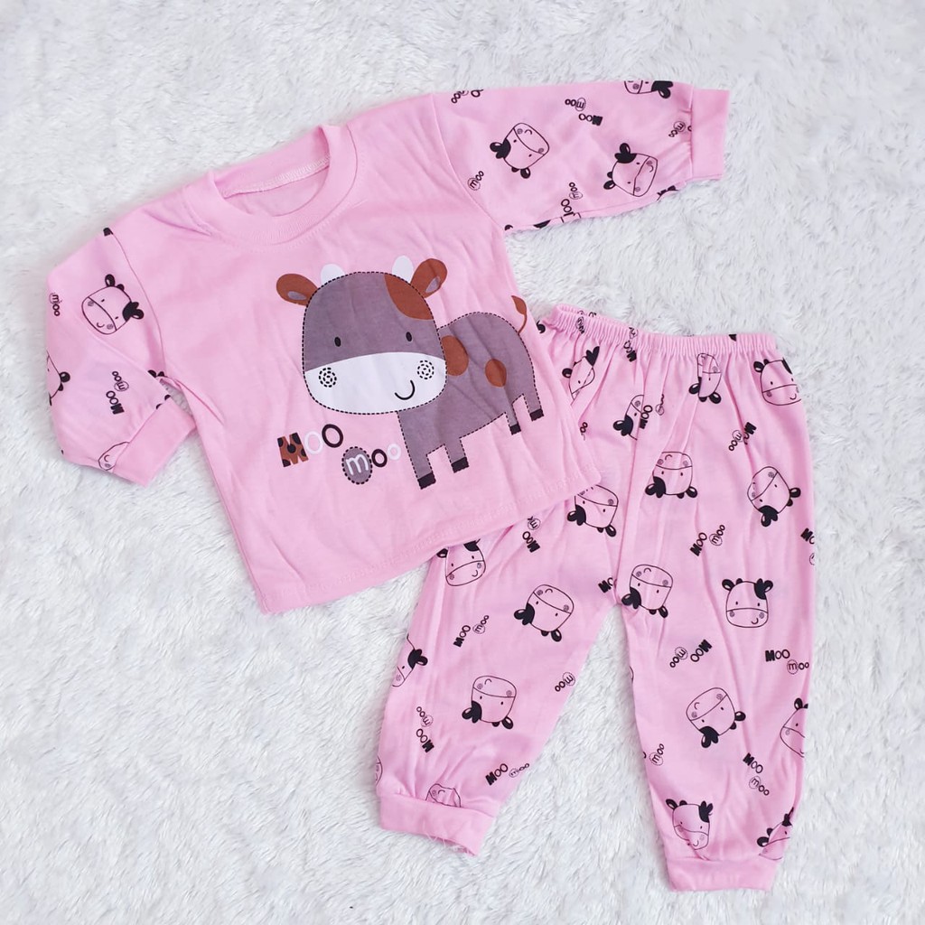 COD Bayar Ditempat Baju Piyama Bayi Moo/ Baju Anak / Setelan Anak / Baby Alicia