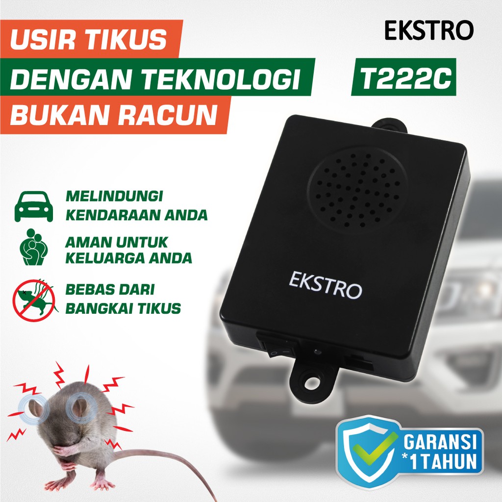 Ekstro T222C (Mobil) Pengusir Tikus Ultrasonic - Tanpa Racun Perangkap