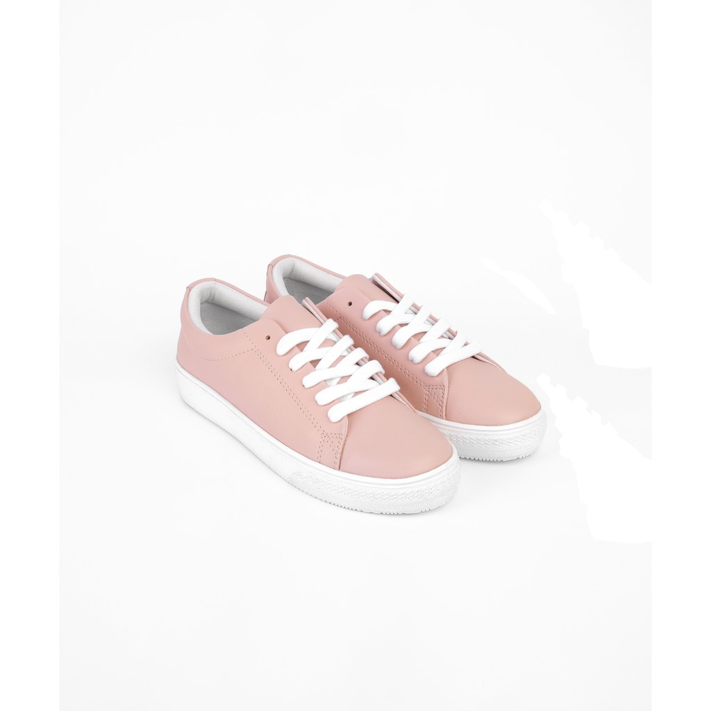 Sepatu Sneakers Putih Wanita / Sepatu Bertali / Sepatu Sneakers Warna Pastel / Sepatu Kets Wanita / Sepatu Sneakers Pink Wanita / Sepatu Kulit Tertutup Sol 3,5 cm TINOCHI Sneaky