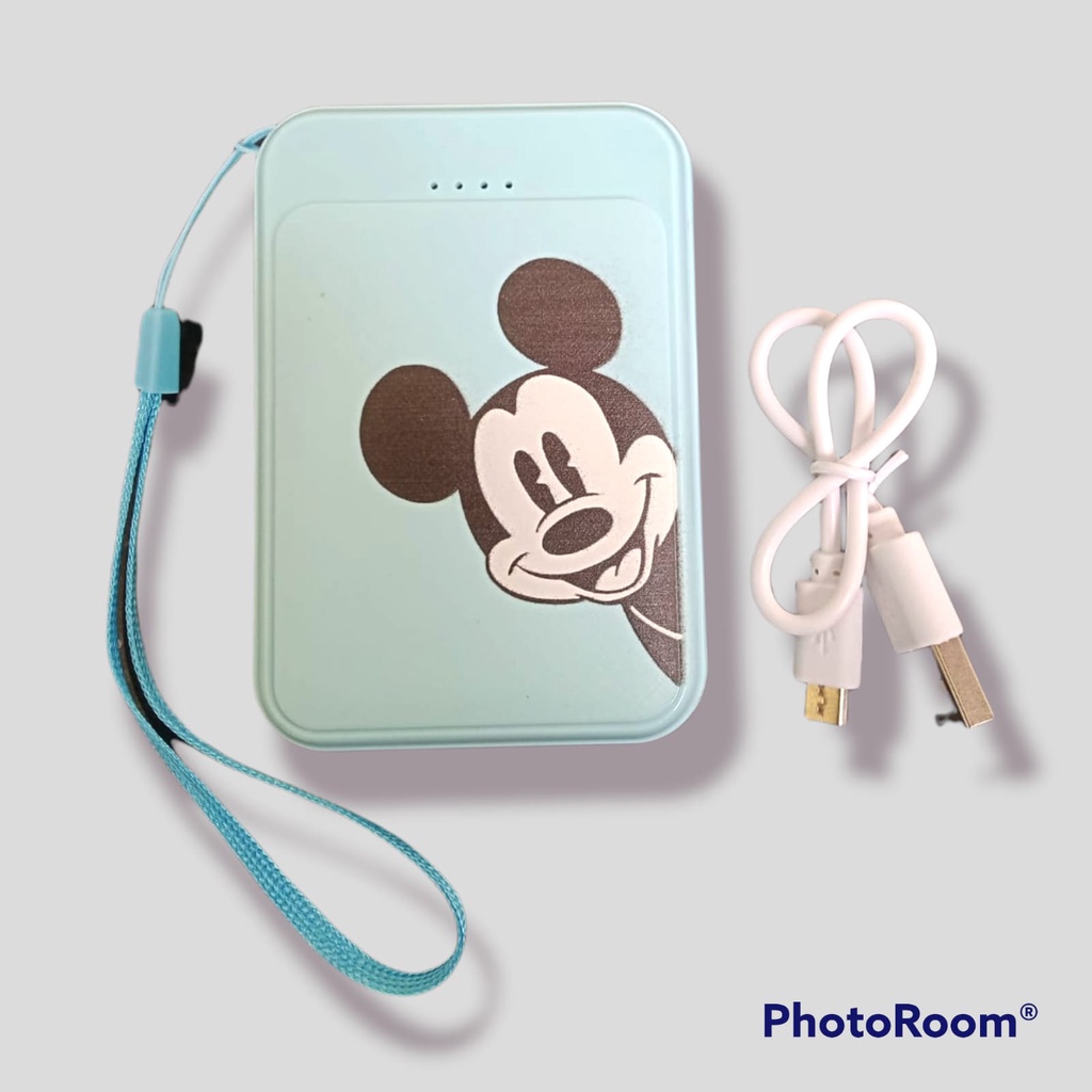 [MICKEY BLUE]POWERBANK MINI KARAKTER 2 USB KAPASITAS 10000MAH MOTIF KARTUN