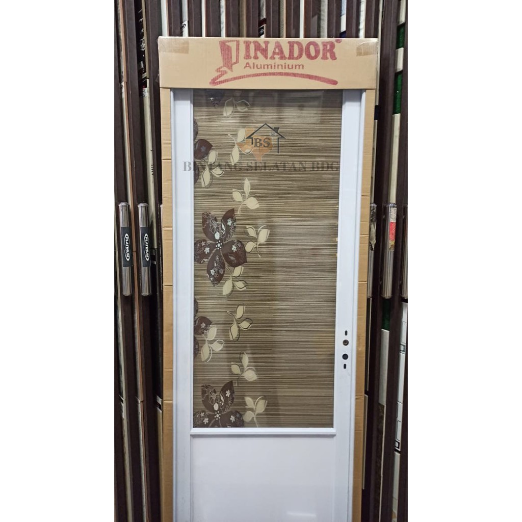 PINTU ALUMUNIUM DOLPHIN INADOR EKOM BR J017 MOTIF BUNGA COKELAT