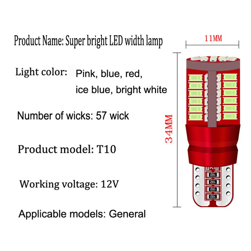 Lampu T10 LED 57 Mata CANBUS EXTRA Bright Senja Mundur Mobil Motor SUPER TERANG