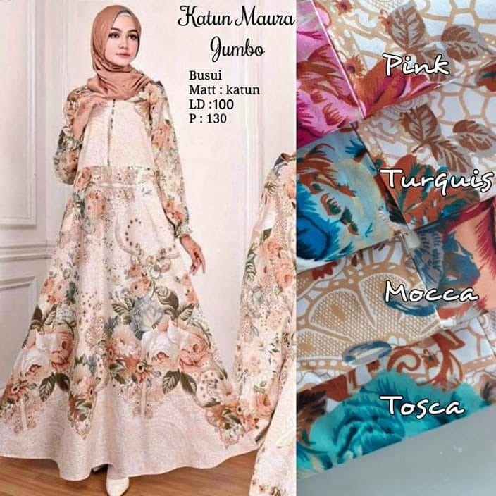 baju gamis Katun Jepang Motif Rasti, Bunga, Etnik, Retro, Polkadot, Vintage best seller