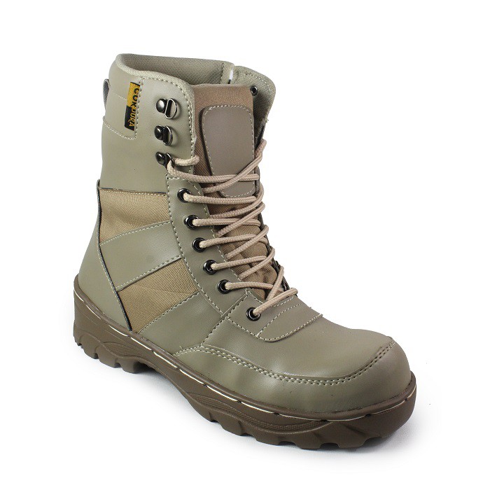 Sepatu Pria Boots Tracking Bikers / Safety Boot Ninja Pdl Sleting Cream Ujung Besi / Sepatu Outdoor