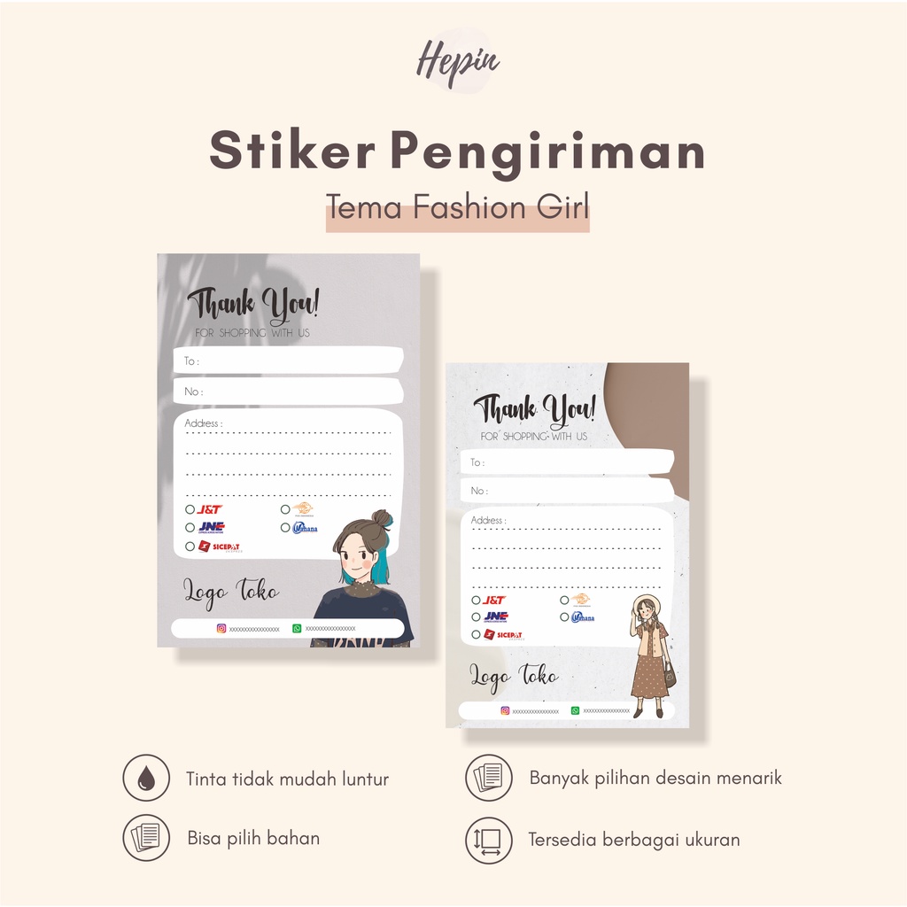 

stiker label pengiriman edisi FASHION GIRL/cetak stiker pengiriman murah/stiker label murah