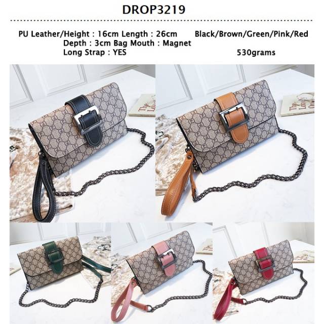 DROP3219. SALE Tas Dompet Selempang Persegi Panjang. Bahan PU Leather
