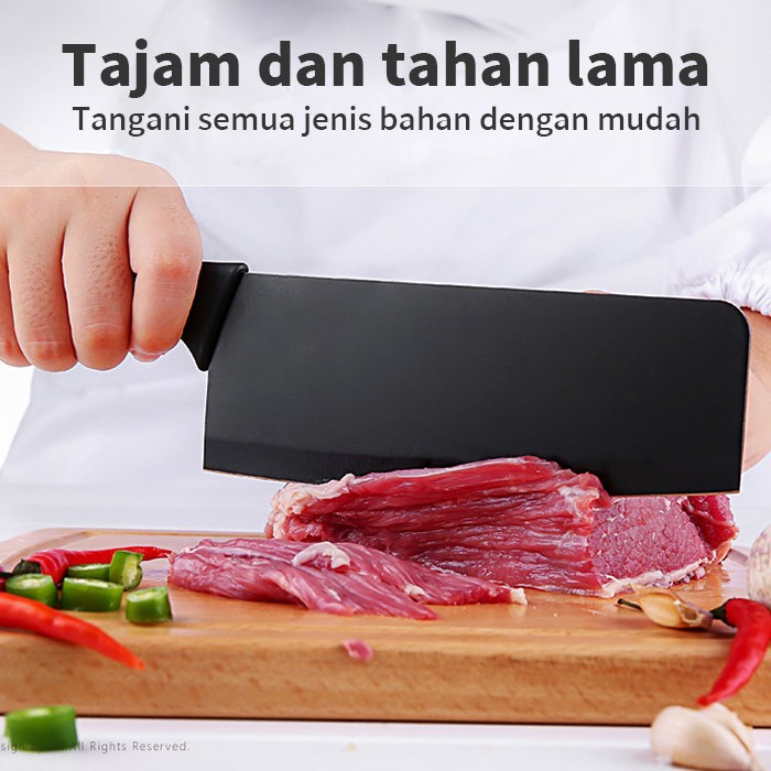 SHENAR PISAU DAPUR SET BLACK MEMOTONG DAGING BUAH DAN SAYUR KNIFE CUTRELY