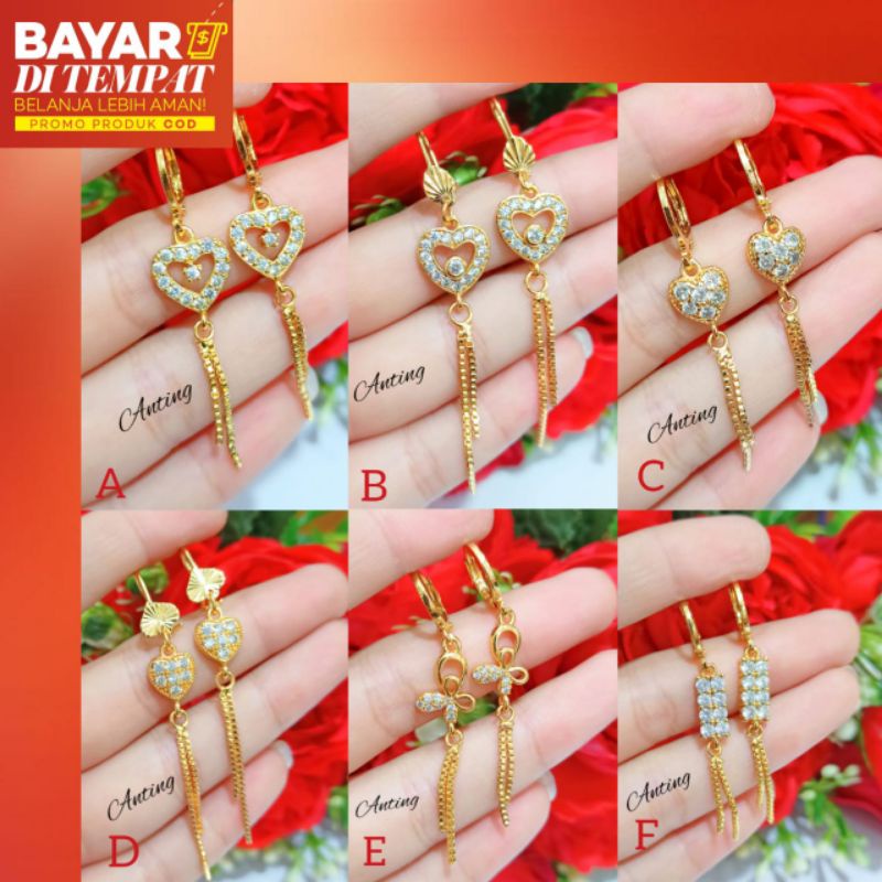 Anting Jurai permata termurah anti karat logam emas Korea new