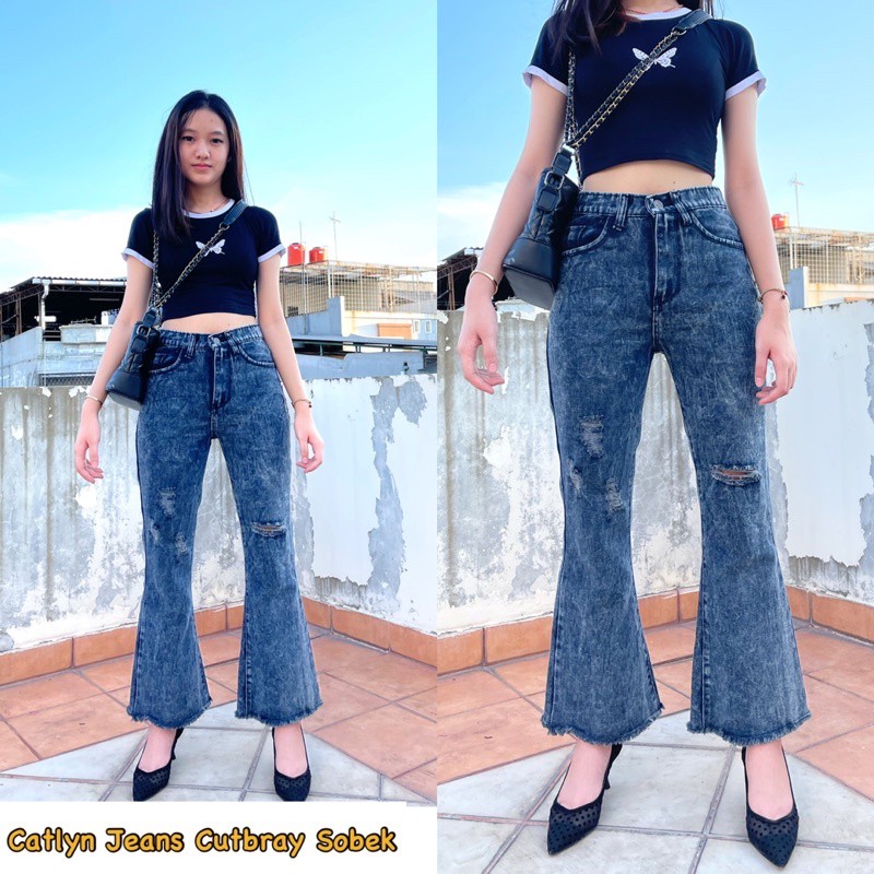 BISA COD !!! CELANA CATLYN JEANS WANITA CUTBRAY SOBEK / CELANA CUTBRAY / CELANA JEANS SOBEK CATLYN