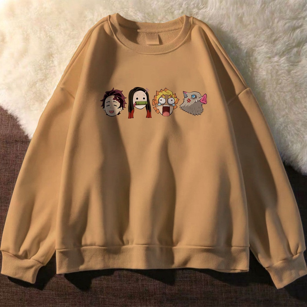 SWEATER CREWNECK DEMON SLAYER ICON SIZE M - XXL SWEATER ANIME CREWNECK WIBU / SWEATER UNISEX TEBAL