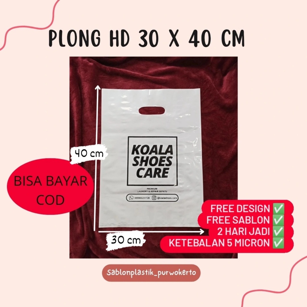 Jual Tas Plastik Sablon Olshop Plong Hd Ukuran X Cm Free Design Plastik Olshop Kresek