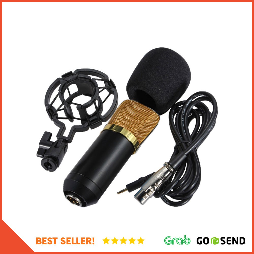Taffware Mikrofon Kondenser Studio dengan Shock Proof Mount - BM700 - Black