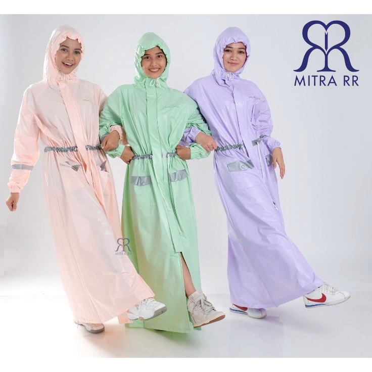 Jas Hujan Rok Gamis Jumbo Wanita/ Jas Hujan Muslimah/ Raincoat Hijabers Poncho Terusan Plevia Salsabila 753/ Jas Hujan Pastel