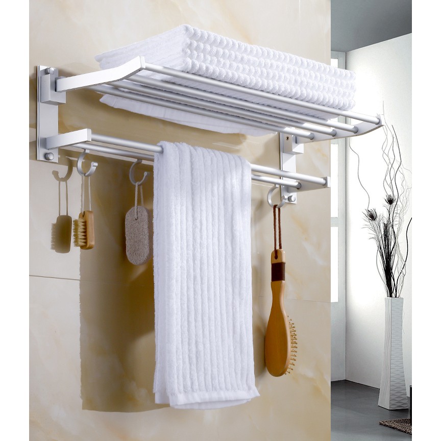 Rak Dinding Handuk Aluminium Tower Holder Rack Wc Toilet Kamar Mandi Gantung