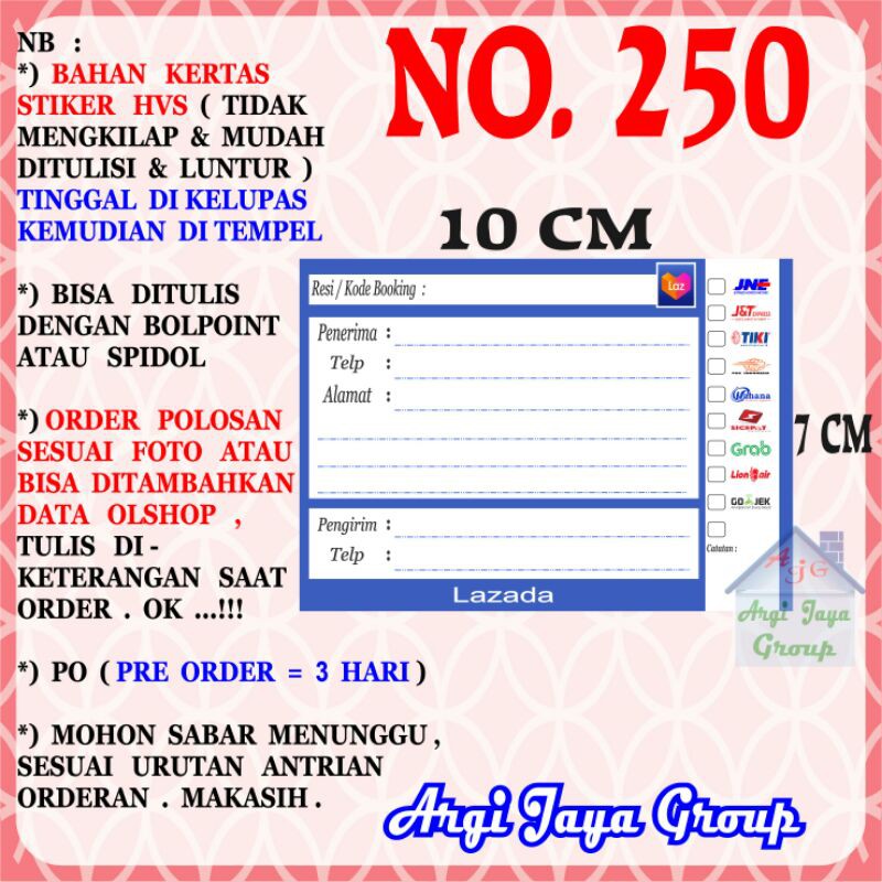 

Stiker HVS - Stiker Pengiriman - Sticker Alamat Olshop Murah Nomer 250-10x7cm