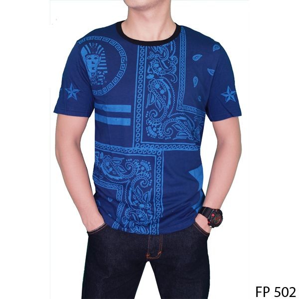 T Shirt Pria Dewasa Katun Biru – FP 502