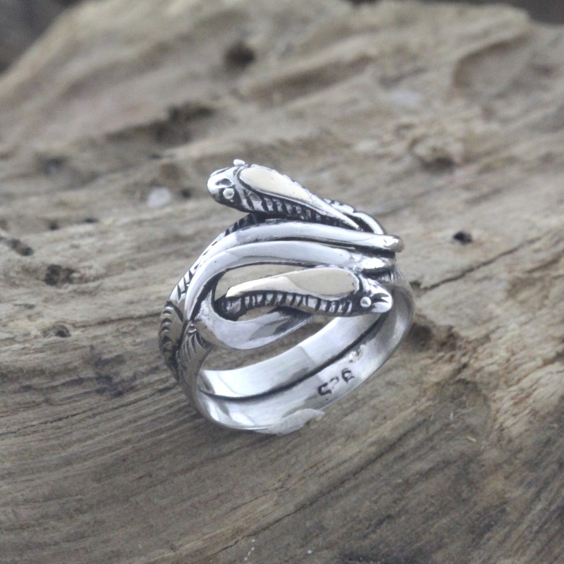Cincin Perak Ular Ganda R361
