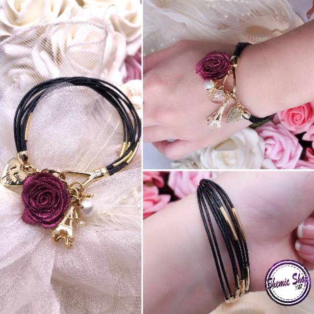 Gelang Tali Rose Heart I Love You❤