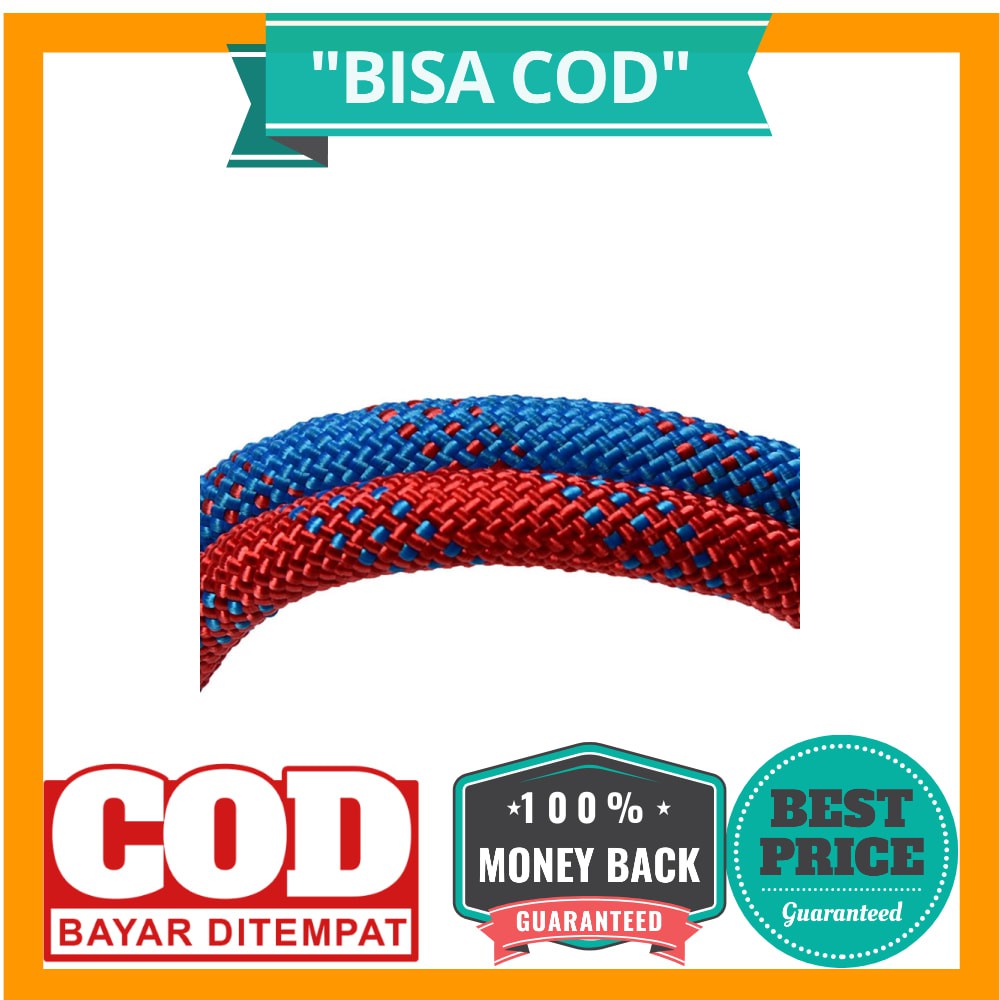 BISA COD Tali Paracord Panjang Tebing Climbing Rope 10mm 20 Meter with Steel Buckle - 24KN - Blue