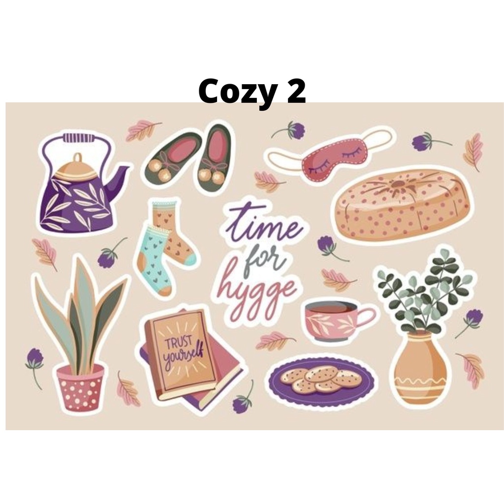 Sticker Cozy Autumn Winter Sticker Doodle Aesthetic Murah Lucu