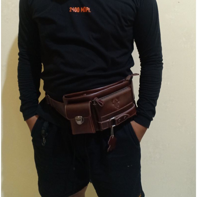 Tas Waistbag Wr.Leather 100% Kulit Sapi Asli