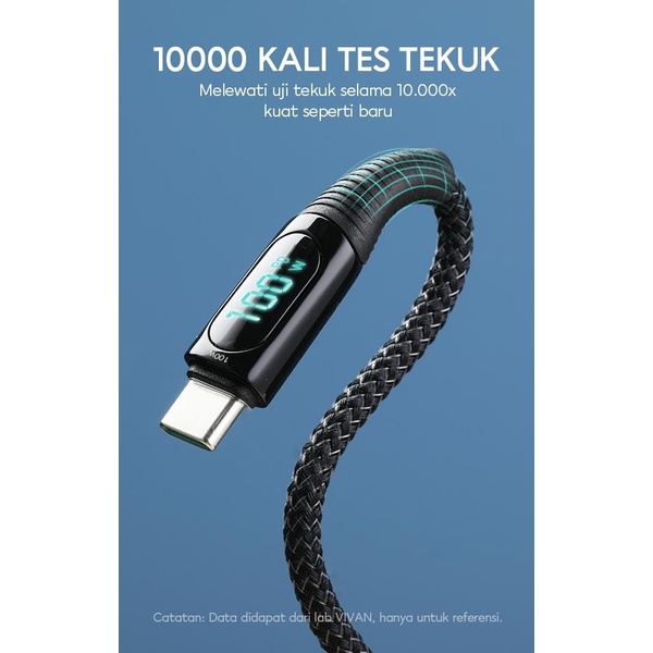 Kabel Data Vivan VCC100/VCL100 - Black Quick Charge