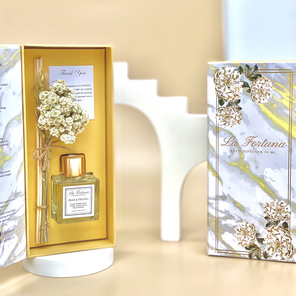 LA FORTUNA - REED DIFFUSER AROMATHERAPHY 50ml PREMIUM HARDBOX| PEWANGI PENGHARUM RUANGAN | PEWANGI AROMATERAPI