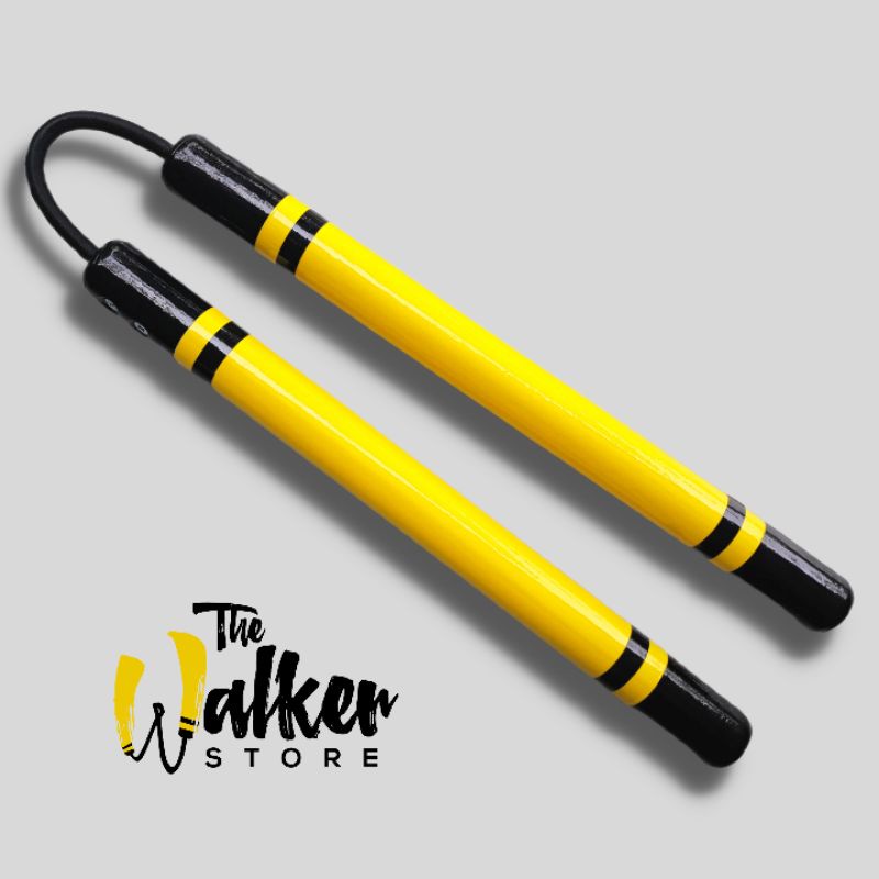 Nunchaku Doublestick Freestyle Kayu (Wooden Nunchucks) Yellow Black