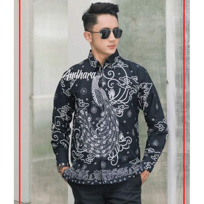 Baju Batik Pria Lengan Panjang Slimfit Kasual Premium Modern MERAKPUTIH1