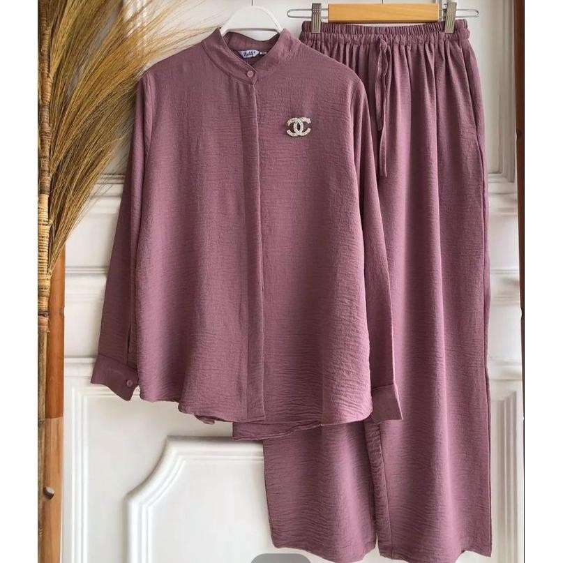 Hana One Set Stelan Crinkle Kekinian Premium