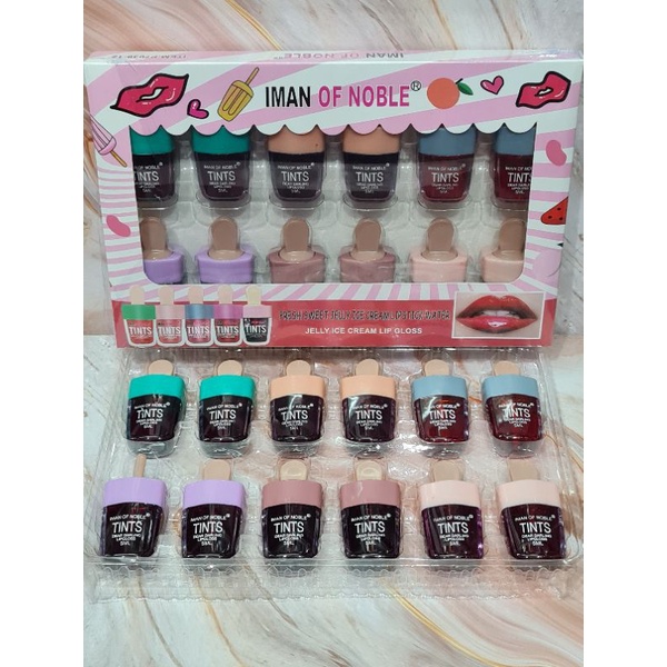 lip tint IMAN OF NOBLE Ice cream p7039-12 isi 12 pcs murah