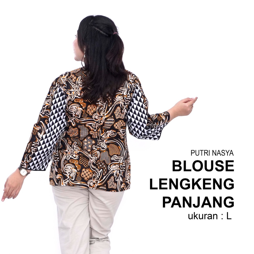 Putri Nasya - Atasan Big Size Batik Blouse Panjang Ukuran S,M,L,XL,2L,3L,4L,5L,6L,7L