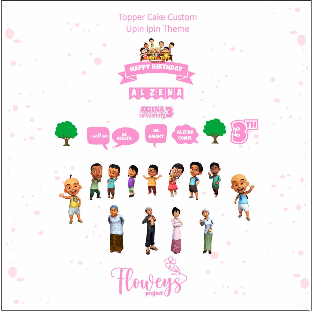 Topper Cake Custom "Upin Ipin"/Hiasan Kue/Bebas Request/Semua Tema Bisa