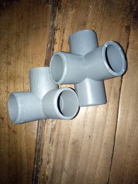 3 Way Sambungan Pipa Pvc 1 Abu-abu Utk Pembuatan Rak Hidroponik, Dll