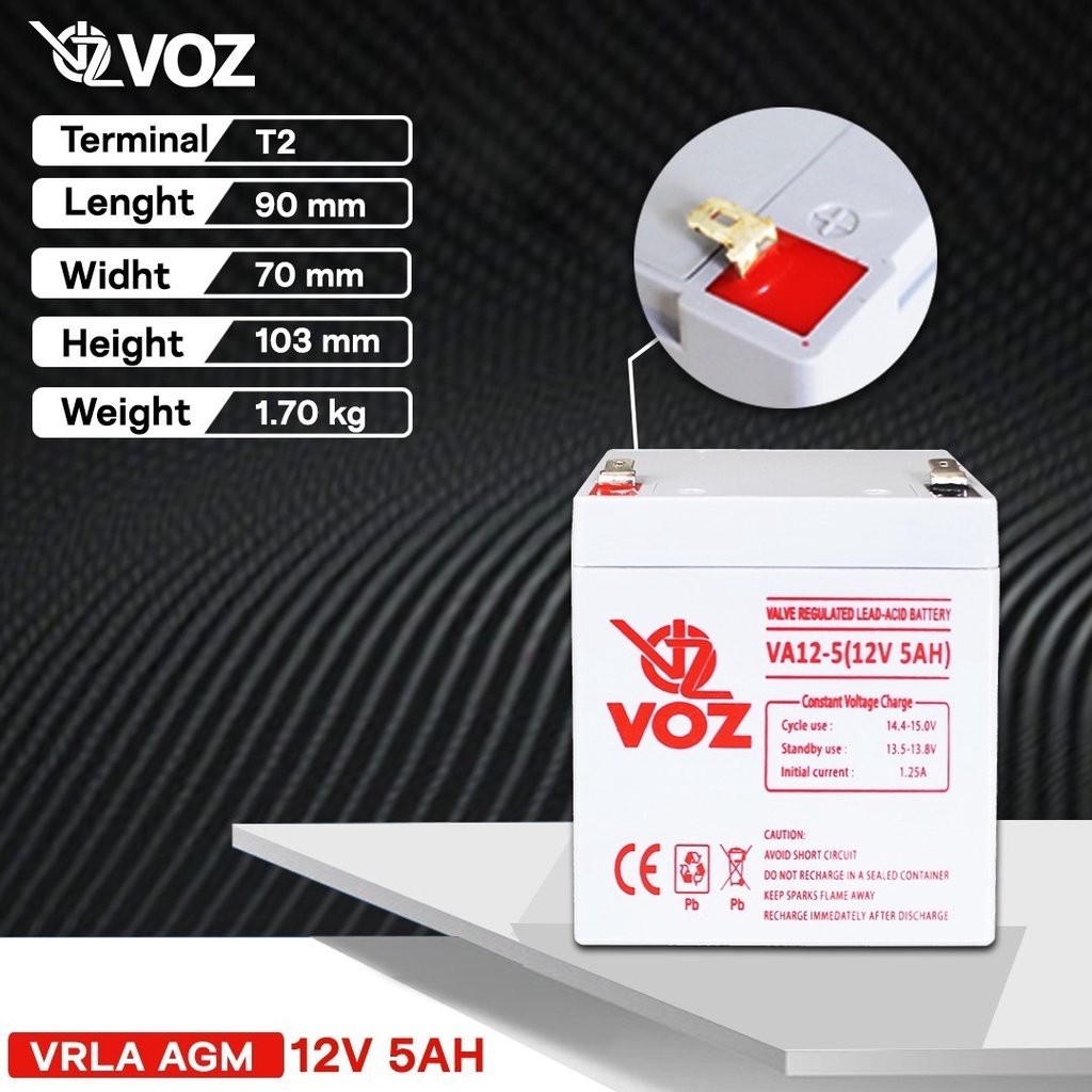 VOZ VRLA 12V 5Ah | Aki Speaker/Aki kering/Aki VRLA