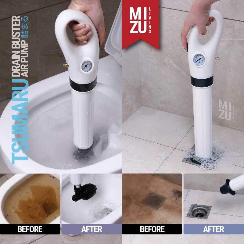 MIZU TSUMARU Drain Buster Air Pump Toilet Plunger Pompa WC Mampet Pembersih Saluran Pipa Tersumbat