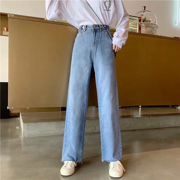 Celana Panjang Boyfriend Jeans Wanita Highwaist Biru Rawis Jeans