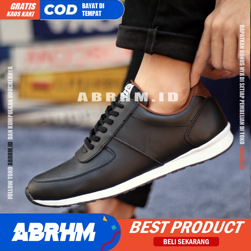 ABRHM x PREY Sepatu Casual Sneaker Pria Sepatu Pria Casual Sneakers Kulit Pu Ori Cowo/Cowok Keren Sepatu Kasual Kerja Kuliah Kondangan Gaya Santai Keren Kekinian Original Murah Terlaris