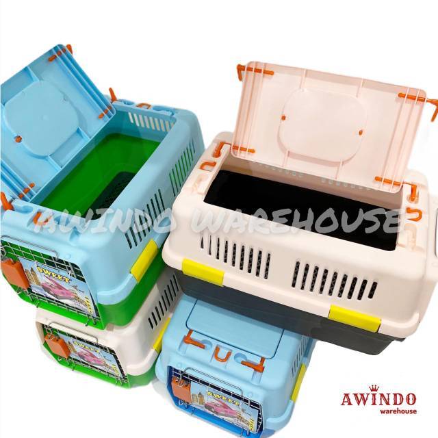 PET CARGO KUCING BESI - Rumah Kandang Kargo Kucing Anjing Kelinci 50x35x35 Pet Carrier 2 Pintu