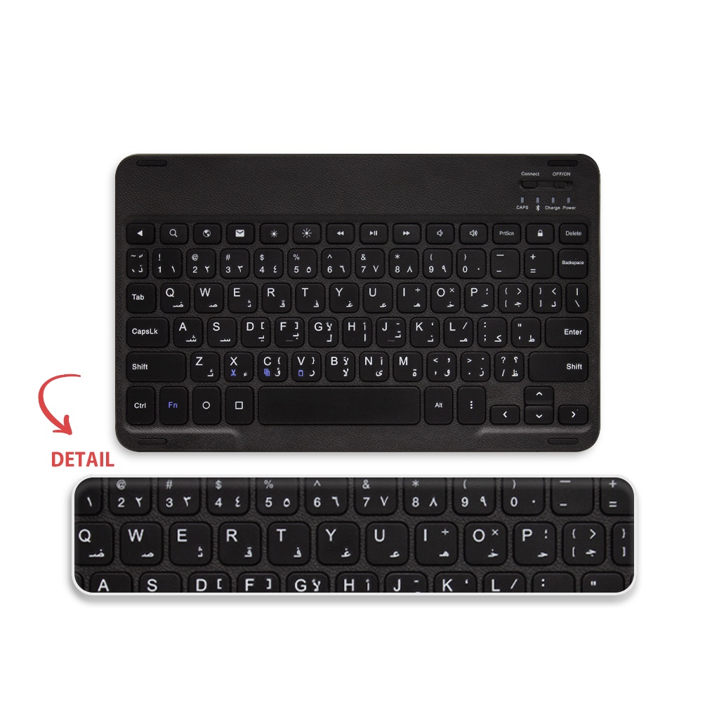 Mini Wireless Bluetooth Keyboard Slim Thin Design Untuk Windows / Android / iOS / PC-Hitam_A1_10 inch
