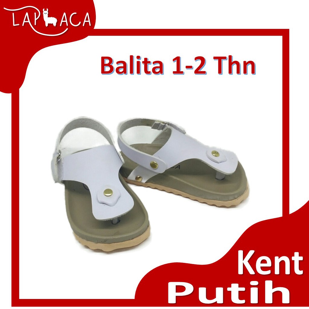 Laphaca Sepatu Sandal Anak Laki Perempuan Cowok Cewek KENT PUTIH 1-2 Tahun