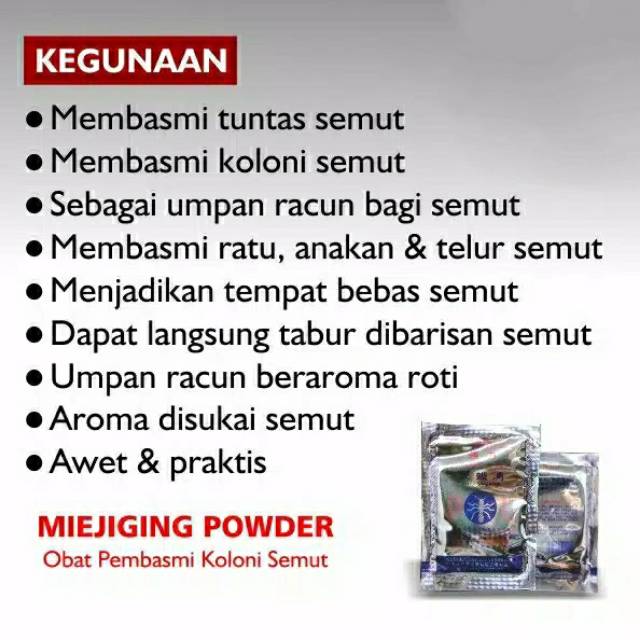 Racun semut Miejiging Powder ( Basmi koloni semut  )