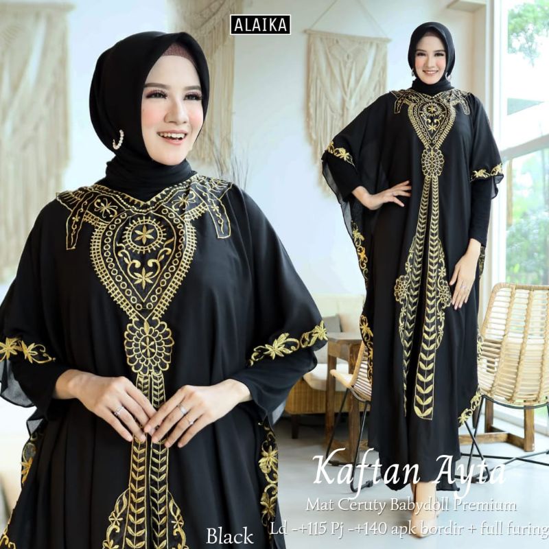Kaftan Bordir Wanita Modern Jumbo Terbaru 2022 Kekinian Dress Wanita Mewah Elegan Cantik Baju Dress 