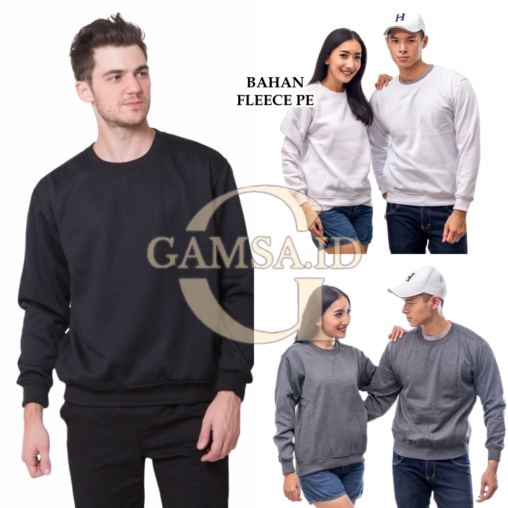 CREWNECK SWEATER BASIC PRIA WANITA - JAKET JACKET POLOS SEKOLAH KULIAH KASUAL MURAH