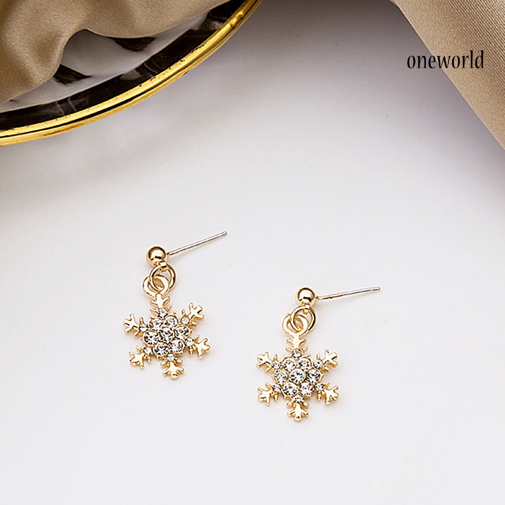 OW# Women Elegant Snowflake Shape Zircon Pendant Ear Stud Earring Jewelry Accessory