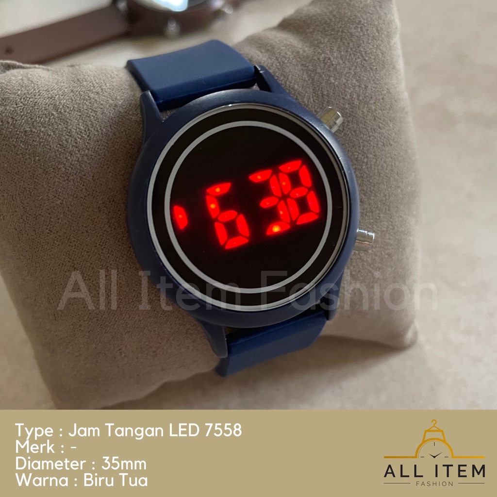 COD✅ Jam Tangan Bulat Digital LED 7558 Rubber Electronic Fashion Pria Wanita / Watches