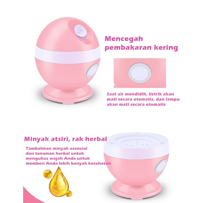 Nano Ionic Kabut Steamer Wajah Panas Kabut Pelembab 70ML Tangki Besar Wajah Sprayer Humidifier DIY Steamer Wajah Dalam cleaning (Merah Muda)