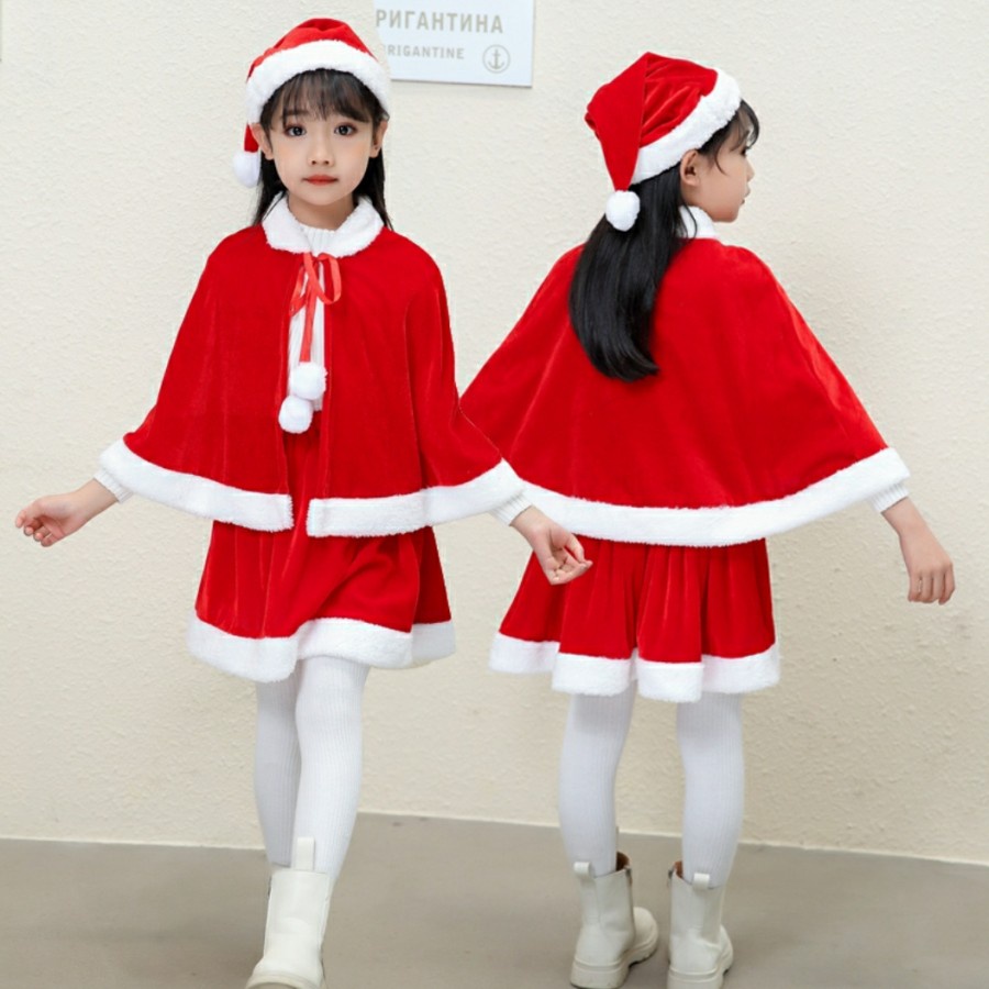 Christmas Cape Christmas costume Jubah merah santa Baju natal santa