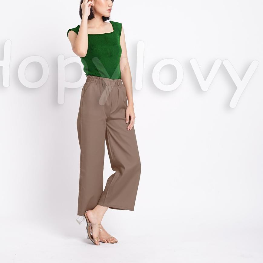 ♖ HOPYLOVY - Celana Kulot Wanita bahan Katun American Drill Jesika ➺